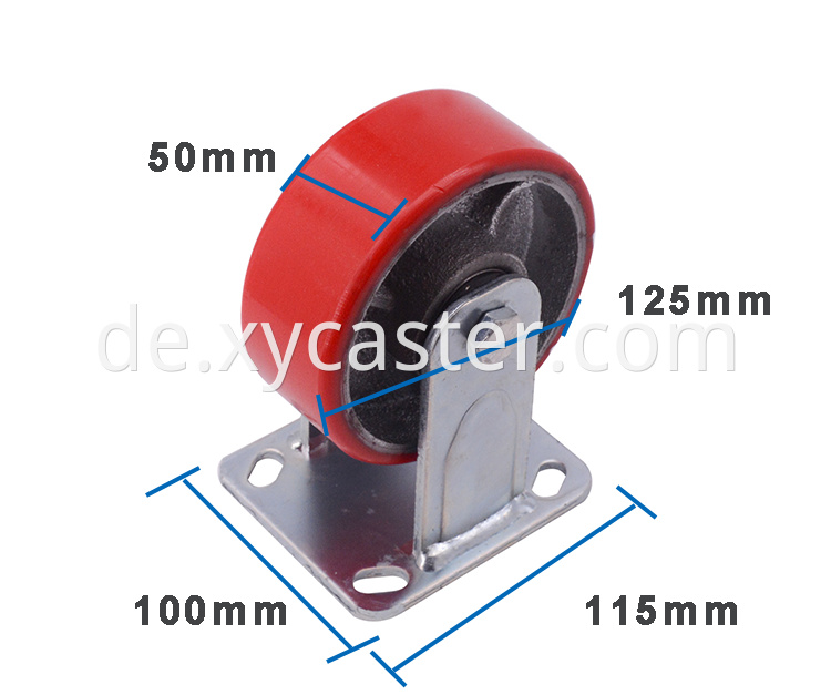 5 Inch Red Pu Caster Fixed